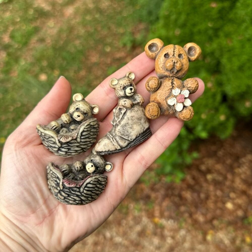 Vintage 1980s Fridge Magnets Teddy Bears Lot Basket Boot Flower Cottagecore
